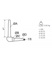 ZWROTNICA OSI prawa, A = 300 mm, Ø = 40 mm CASE 84148863, 3405616R1